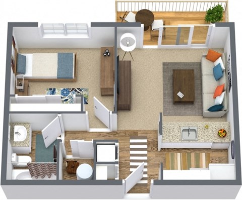 a floor plan of a one bedroom apartment